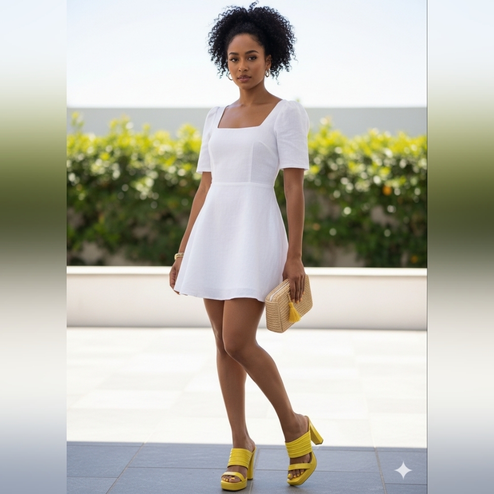 Bright Yellow Platform Mule with Sculpted Block Heel - Picture 2 of 7
